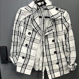 Zara Basic water resistant  Black and White Plaid Jacket size M